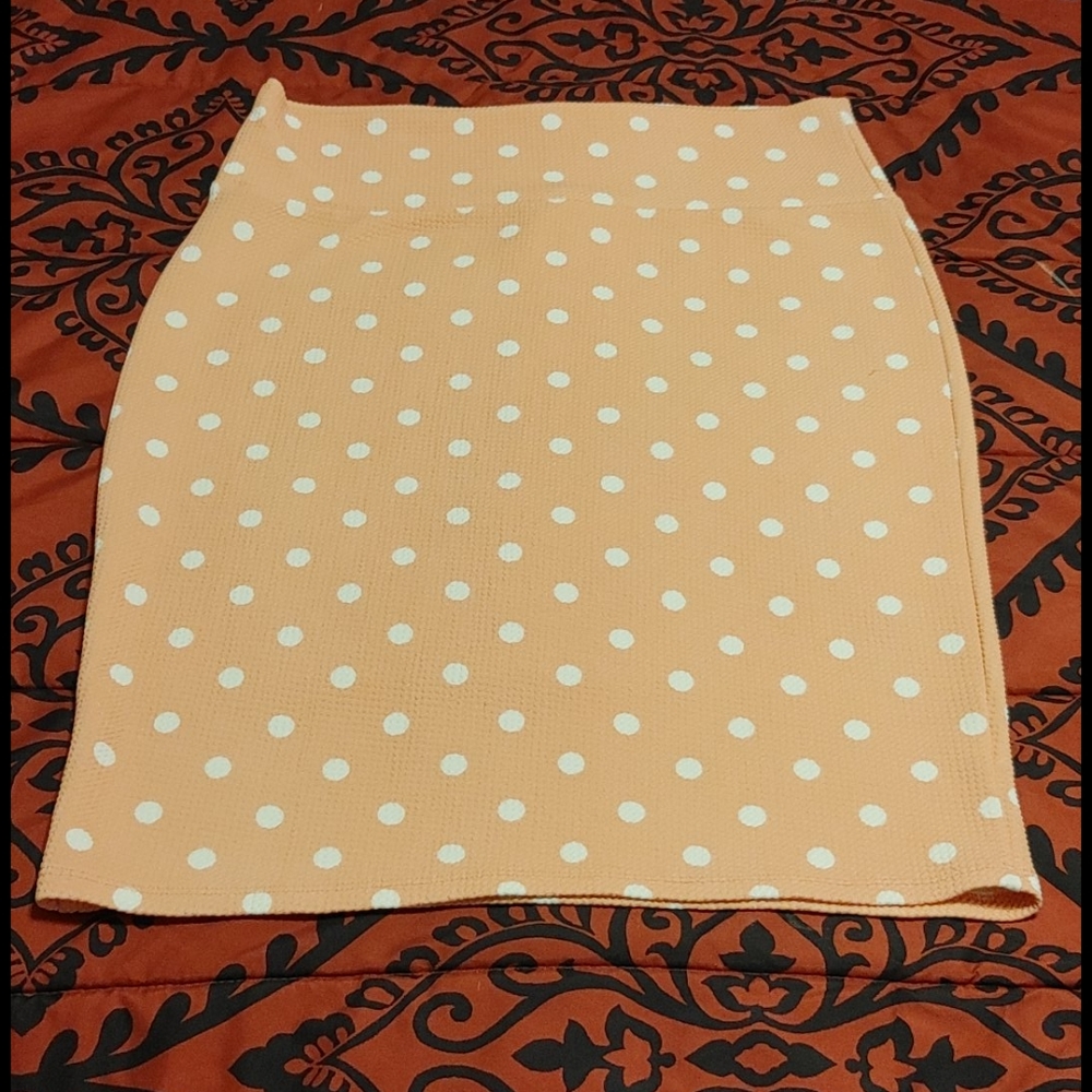 Pink with white polkadot pencil skirt